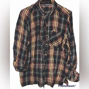 Primark Women’s Check Button Up Shirt Blouse US Sz 12 EUR 44 Long Sleeve Casual